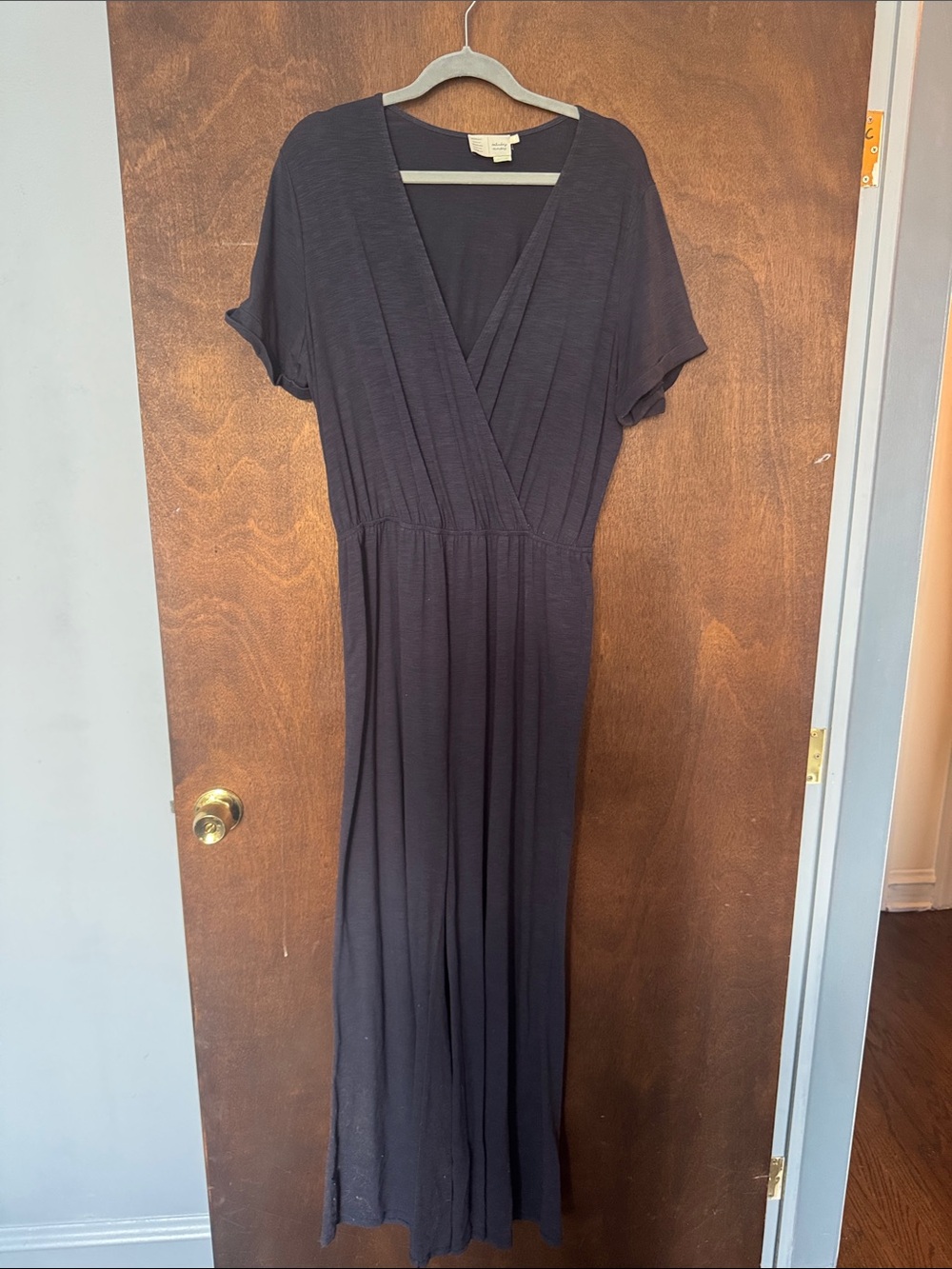 Anthropologie blue Surplice Maxi Jumpsuit